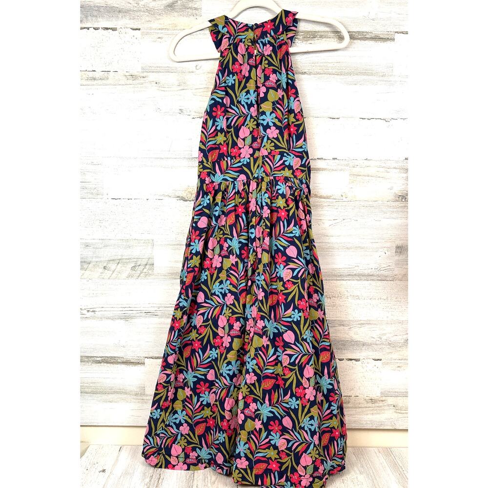 Boden Womens 6 Petite Navy Multi Floral Heidi Halterneck Cotton Midi Dress NEW - Picture 4 of 10